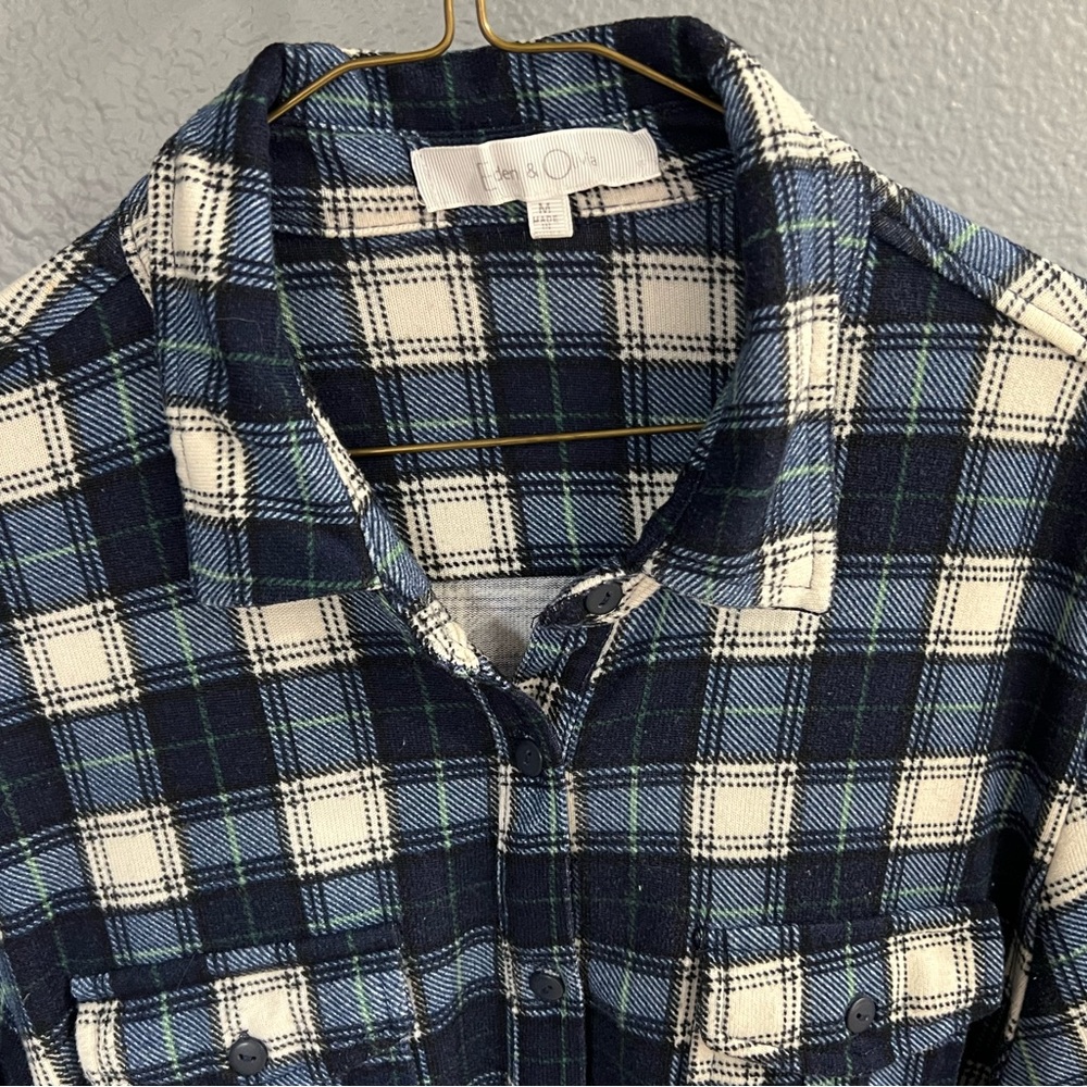 Eden & Olivia Navy & Cream Flannel Plaid Shirt